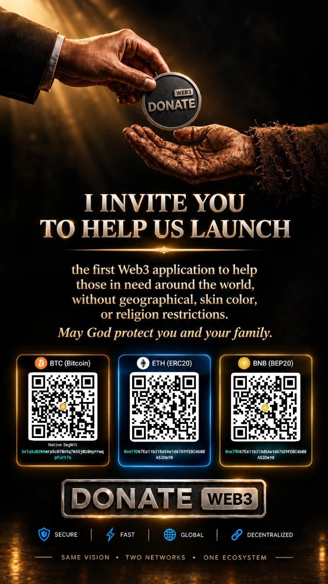 DonateWeb3's tweet photo. we have just started and in order to achieve our #charitable , we need financial assistance to deploy the #Web3 software and hardware infrastructure for the project. If for any reason you are not willing to #support us financially, at least pray for our success.
God bless your.🙏🏻 https://t.co/bj34AHEddg