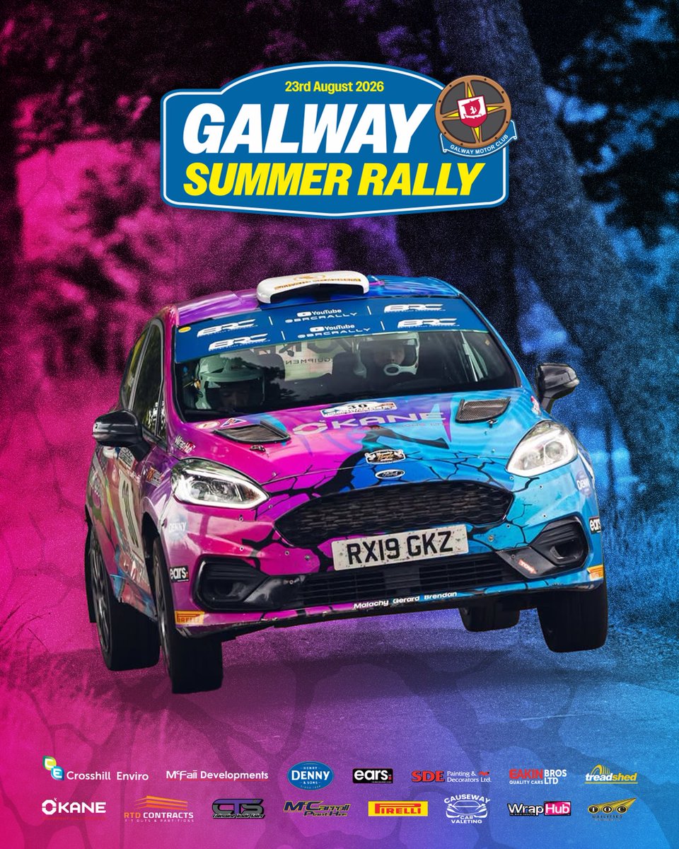MadeleneShygf's tweet photo. Galway Summer Rally 2026 this weekend. Recce is done, notes are ready, and Mark is back on the notes. Looking forward to getting back on the stages Sunday. Huge thanks to our sponsors for the continued support. https://t.co/FWHuk0IkKS