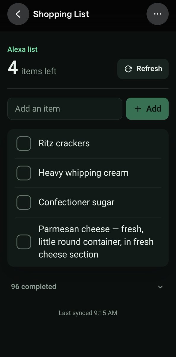 Home Assistant shopping-list dashboard