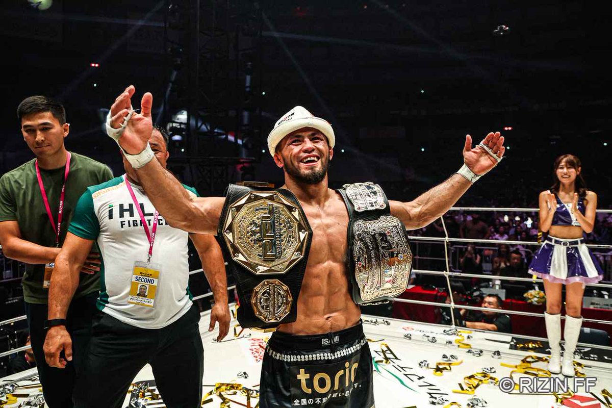 RShaidullaev's tweet photo. Hello, X! 👋

Rajabali Shaidullaev here — undefeated RIZIN &amp; PFL Featherweight Champion. 🏆🏆

This is my official account. 
Glad to finally be here and connect with fight fans around the world! 🇰🇬 https://t.co/CV7tIf0xZS