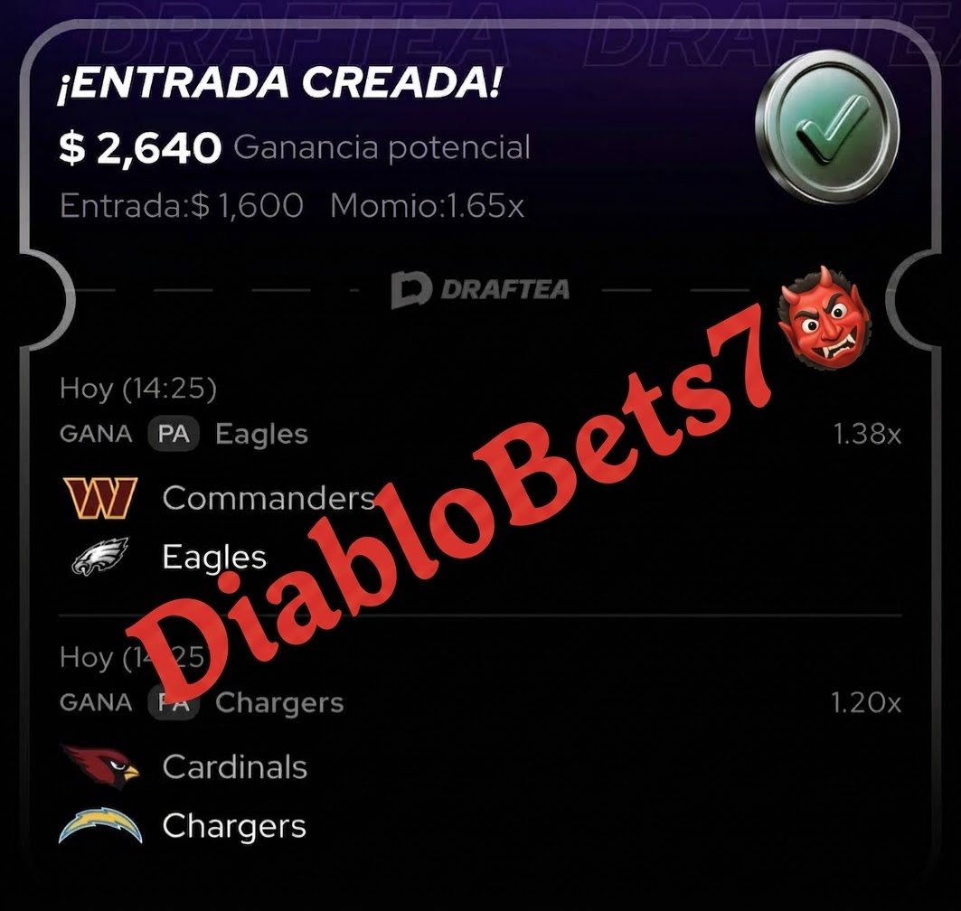 DiabloBets7's tweet photo. @ElReyApostador_ Confiaremos en esta del Rey Apostador, chsm vamooos tenemos fe! 🙏🏻 🍀👺
Solo que el pinche Draftea no deja meter el -2.5 💀 https://t.co/3zJgI8hpV2