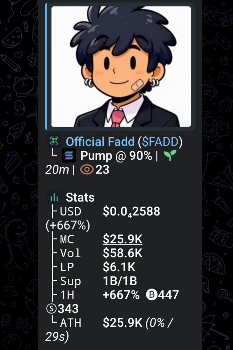 MoonSniper__'s tweet photo. 💎Token : $FADD
📈Entry: $25.9k
📊Peak: $54k
🚀Gain: 2.1x Profit 
No hype- just early calls , sharp entries, serious profits and great insiders info 
Dm for my Invite link to My Alpha telegram Channel now 

⛓️ #solana #memecoin #cryptoTrading https://t.co/LF6RUWSIvl