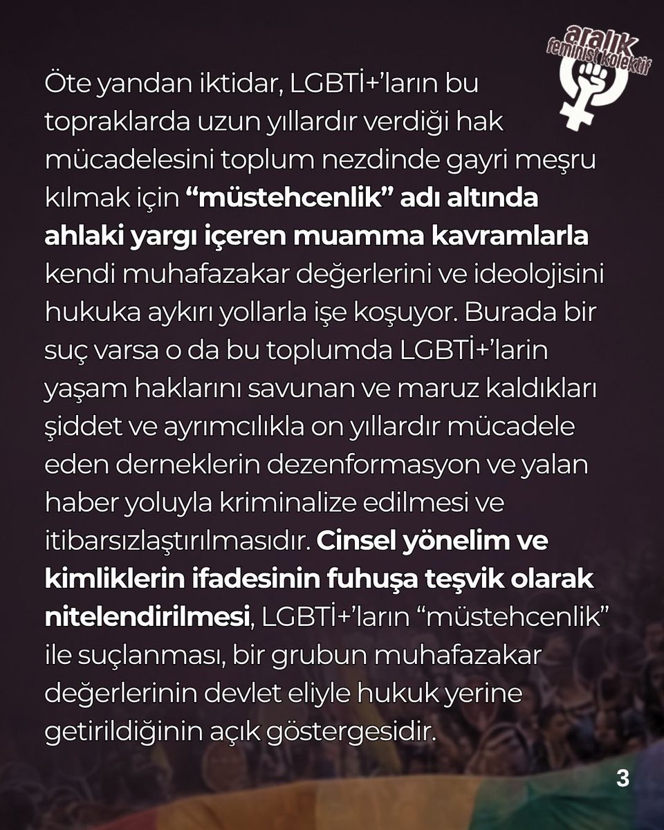 aralikfeminist2's tweet photo. LGBTİ+ derneklerine ve aktivistlerine yönelik operasyonları kabul etmiyoruz.

Kimliklerimiz, cinsel yönelimlerimiz, cinsiyetlerimiz suç olamaz, kriminalleştirilemez. https://t.co/zMoT7CXbC6
