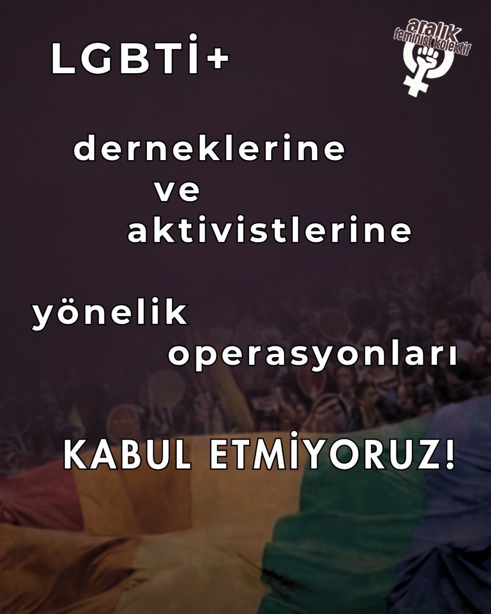 aralikfeminist2's tweet photo. LGBTİ+ derneklerine ve aktivistlerine yönelik operasyonları kabul etmiyoruz.

Kimliklerimiz, cinsel yönelimlerimiz, cinsiyetlerimiz suç olamaz, kriminalleştirilemez. https://t.co/zMoT7CXbC6