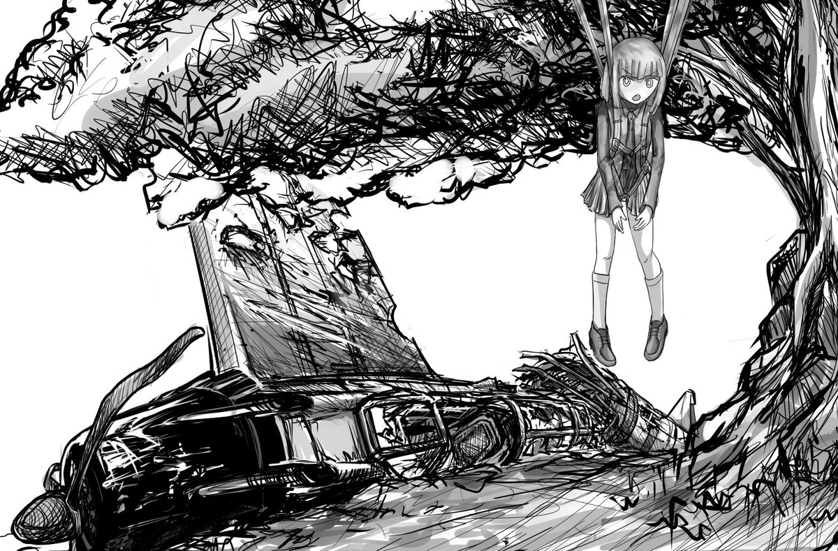 Rennes401's tweet photo. I think she must be the mischievous granddaughter who stole her grandpa's plane to fly away, and now she's throwing a tantrum after getting caught and crashing the plane https://t.co/8wpsfwMhkg
