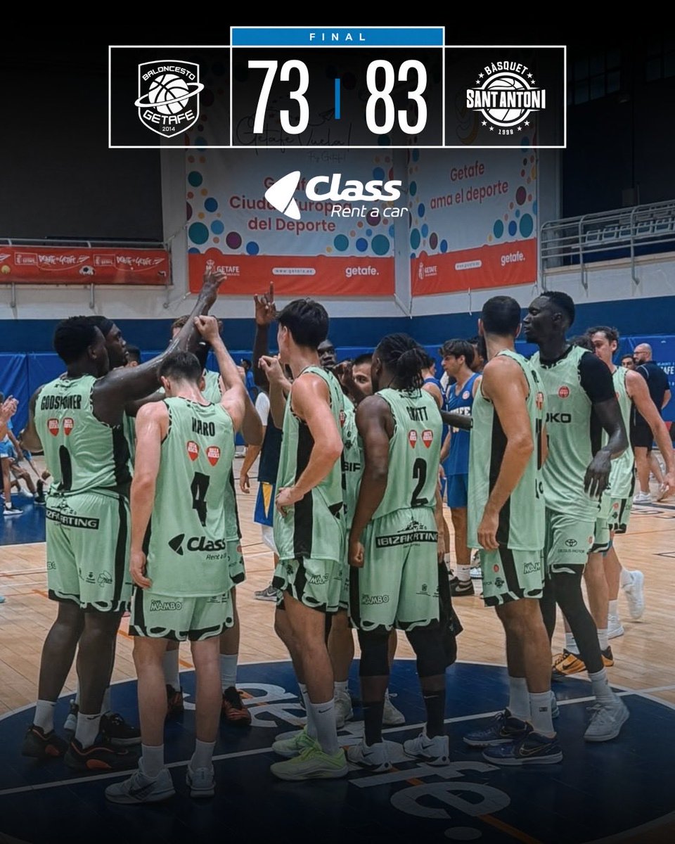 CBSantAntoni's tweet photo. 🔵 ESTRENAM LA COPA AMB VICTÒRIA! 💙

🚗 Llega la crónica del partido patrocinada por @classrentacaribiza 

🏆 Empezamos nuestro camino en la Copa España de la mejor manera, sumando la primera victoria oficial de la temporada tras imponernos por 73-83 al CB Getafe.

🏀 El partido arrancó con mucha igualdad y nos obligó a trabajar desde el primer minuto. Fuimos creciendo con el paso de los cuartos y, especialmente tras el descanso, conseguimos subir la intensidad defensiva, encontrar más ritmo en ataque y empezar a marcar diferencias.

🔥 Supimos mantener la calma cuando Getafe trató de volver a meterse en el encuentro y gestionamos con solidez los últimos minutos para cerrar nuestro primer triunfo del curso. Lamin Dibba fue el MVP del partido con 18 puntos, mientras que Íker Ruiz, con 17, y Jeffrey Godspower, con 14, tuvieron también un papel destacado. Cabe destacar el papel de nuestro capitán Dani de la Rúa finalizando el encuentro con 10 asistencias. 

📊 Además, el partido nos dejó dos registros especiales: Morgan Stilma alcanza los 150 triples en competiciones FEB y Pablo Fernández los 100 rebotes. 

💪 Primer paso de una temporada que acaba de empezar y mucho trabajo todavía por delante.

🏠 El próximo sábado la Copa España llega a Siroko Sa Pedrera, donde recibiremos al CB Zaragoza a las 20:30 h. 

💙 Primer pas fet. Seguim treballant!

🔥 Som família. Som equip. Som Class Bàsquet Sant Antoni.

#Classrentacaribiza #OrgullDeClub #UnaIslaEnLaGrada #UnaIllaUnDestí