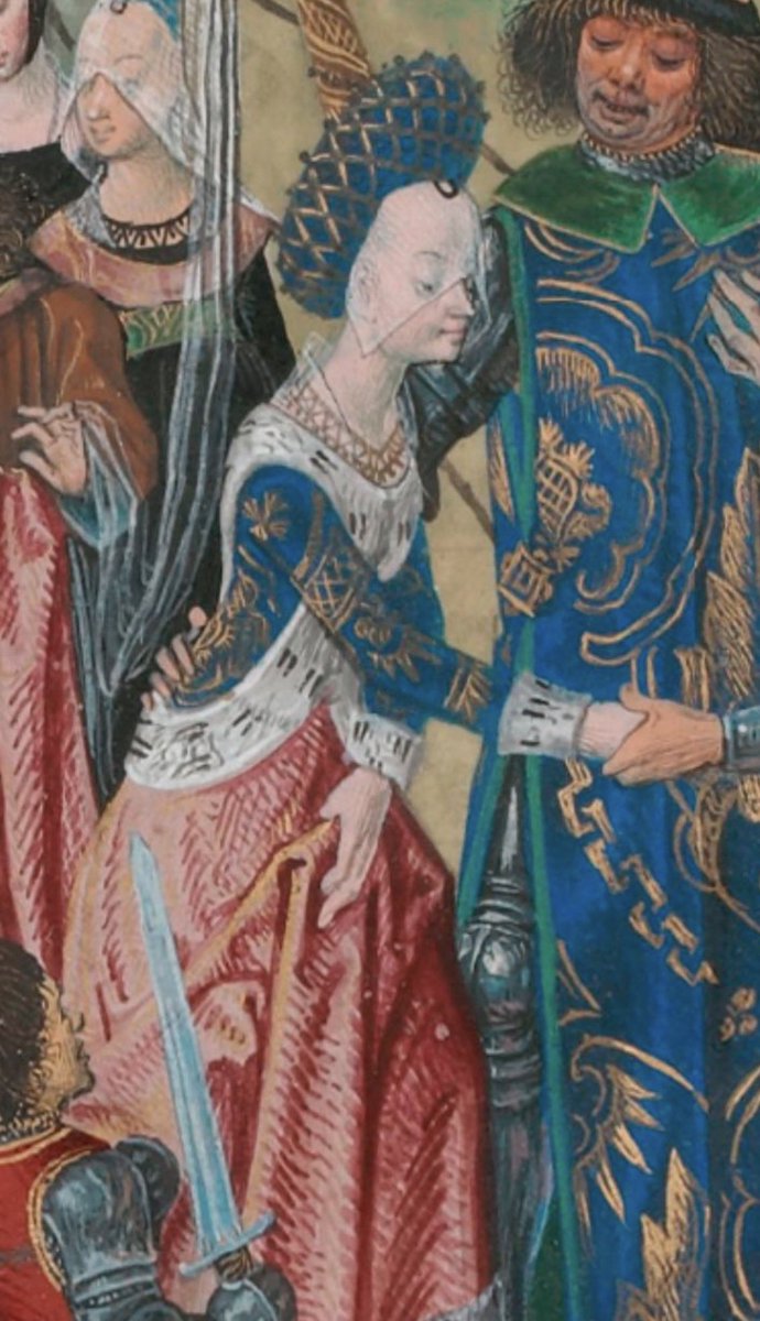 LauraAKarim's tweet photo. OTD in 1409 - death of Isabella de Valois, 2nd wife of #RichardII. Isabella almost became Queen of England twice as the wife of two different men, when #HenryIV, the Lancastrian King who replaced Richard, attempted to remarry her to his son (later #HenryV.)
Isabella married Richard II in Paris on 31 October 1396, when she was aged only 6 & he was 29. Although the marriage was arranged to establish peace between England & France, Isabella was an odd choice for Richard, a widower without an heir. Canonical law stipulated that the marriage could not be consummated until the bride reached her twelfth birthday. Nonetheless Isabella impressed the English envoys by telling them she was happy to be Queen of England as it would make her a great lady. Her dolls were included as part of her wedding trousseau.
Richard seems to have treated Isabella as the daughter he never had & a close bond of affection developed between them. The little Queen was given her own court & governess at Windsor Castle, made a Lady of the Garter & crowned in 1397. Richard visited her regularly & showered her with gifts & toys.
After Richard’s deposition in 1399 & murder in 1400, the new King Henry IV tried to marry Isabella to his heir who was close in age to her (only a 3 year gap) but Isabella refused & went into mourning for her deceased husband. On 21 July 1401 Henry relented & allowed her to return to France with her jewels & personal possessions. However, he kept her dowry, even though this should have been returned following the non-consummation of her marriage.
In 1406 Henry tried again to negotiate a marriage between Isabella & his son, & again was refused. On 29 June 1406 Isabella married her cousin Charles of Orleans instead, but sadly died in childbirth with their only child Joan of Valois when she was aged only 19 on 13 September 1409.
Henry V would go on to marry Isabella’s younger sister Catherine de Valois in 1420 & through her be recognised as Dauphin of France. Their infant son #HenryVI became King of England & France in 1422 on the deaths of both Henry & Charles VI (Isabella & Catherine’s father.)
