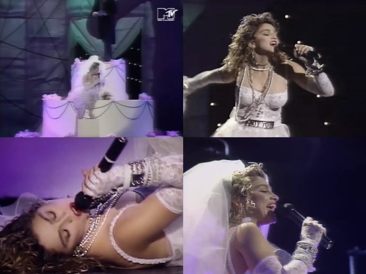 PopBase's tweet photo. 42 years ago today, Madonna performed ‘Like A Virgin’ at the first ever VMAs. https://t.co/EDD750bwxe