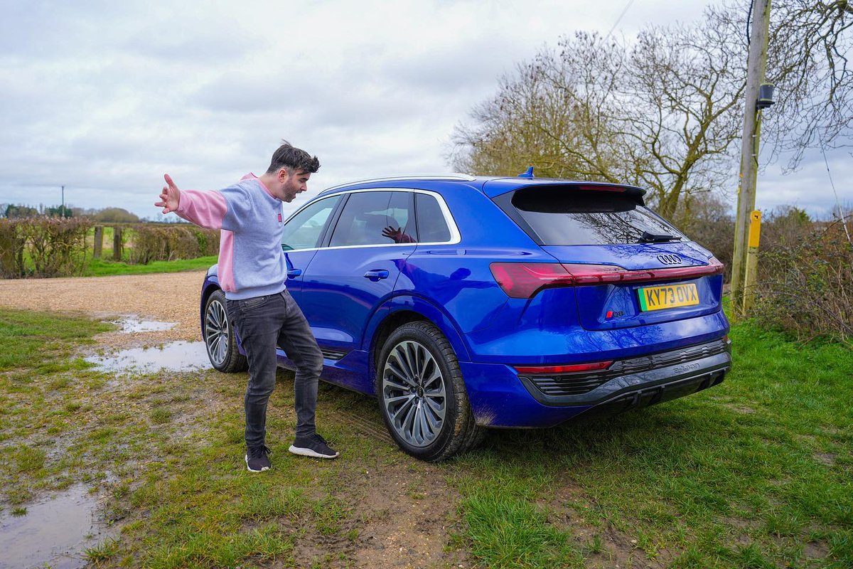 KiethWobblhuh's tweet photo. Why does the Audi Q8 e-tron have a red square in its badge? We find out tomorrow. It’s an expensive electric SUV, but is it worth it? Full episode tomorrow at 7pm. https://t.co/UgHxmUAHj5