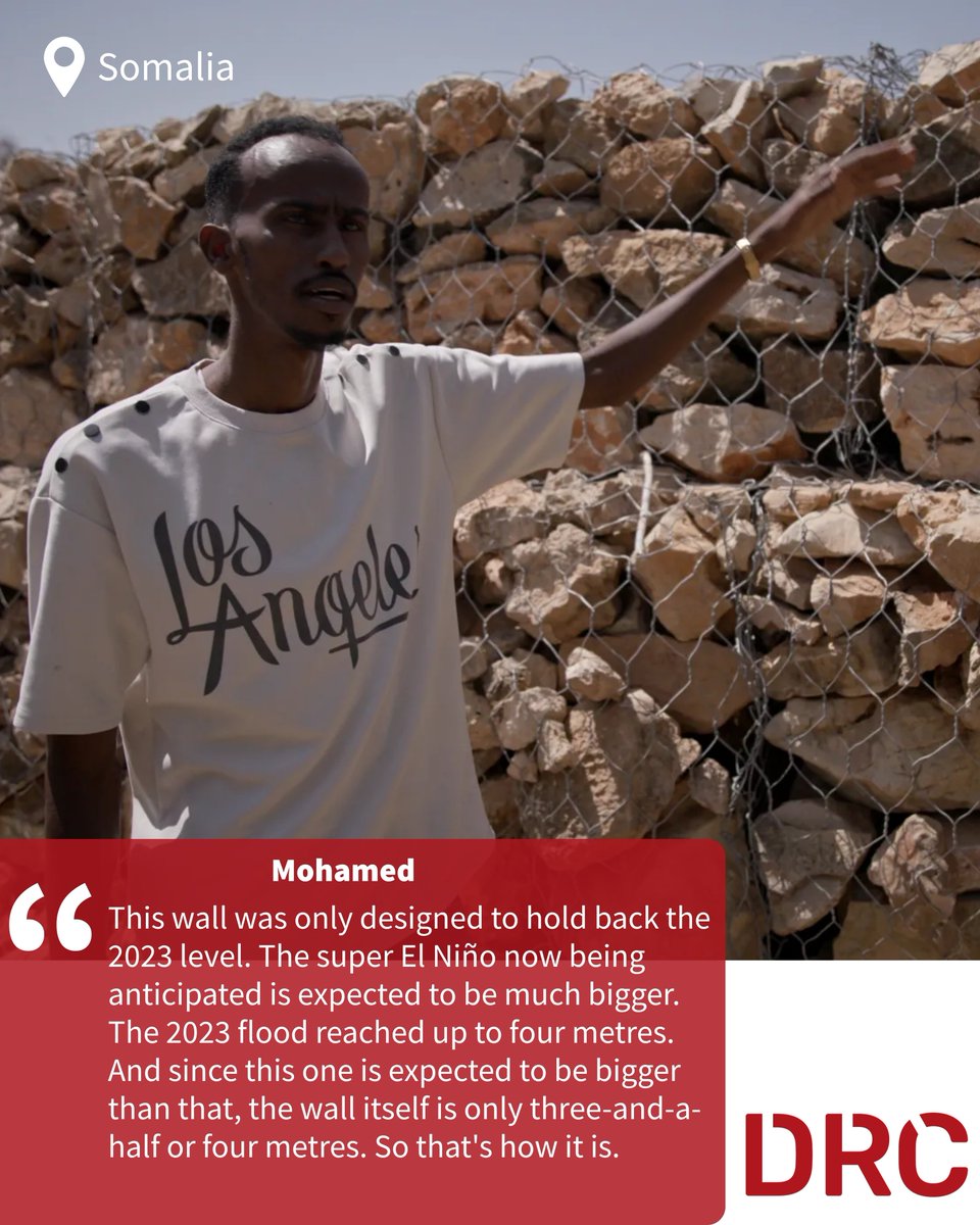 DRCSomali's tweet photo. The #Shabelle River sustains life in #Beledweyne- Somalia but it can also bring devastating floods.
With a strong #ElNino forecast and heavy rains expected upstream, communities along the river are preparing for potentially severe flooding in Beledweyne.
#DRC #Somalia #ElNiño https://t.co/IzyttzOniy