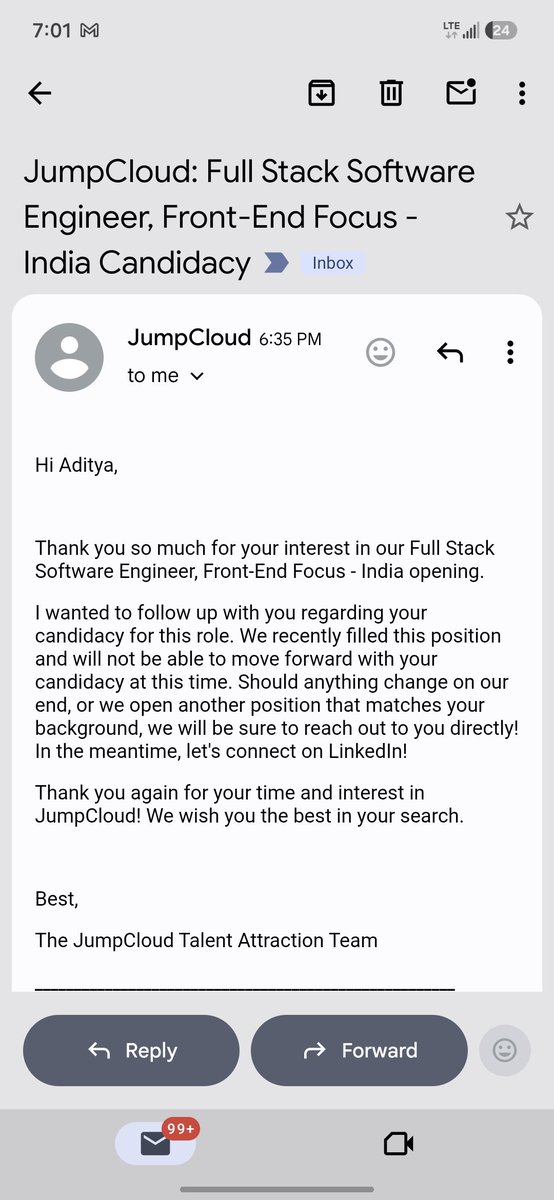 singhaditya4333's tweet photo. Best rejection mail received ever. https://t.co/bJJfynmb1C