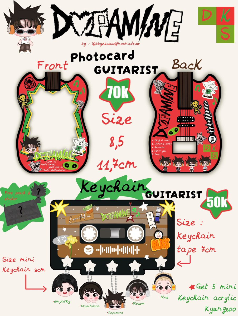 bbyzzisoo's tweet photo. 🎸OPEN PO 🎸
Keychain &amp; Cahol Guitarist Edition🎸💚
(Kindly rt &amp; like) Tq~~

🎸Details🎸
📍: Jakbar
📅 : 13 - 17 Sep 2026

Keychain
DP : Rp. 30.000,-/pcs
Cahol
DP : Rp. 50.000,-/pcs

Form PO : https://t.co/vEaR7tkGG4

Note : pelunasan melalui 🍊

#Guitarist #도경수  #DOHKYUNGSOO https://t.co/AmGh01HZam