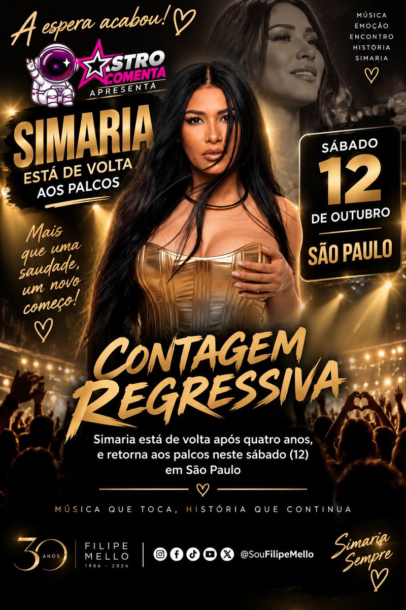 Beatriz87499654's tweet photo. 🎤✨ A espera acabou! Simaria está de volta aos palcos! 💛🔥
Após quatro anos, a cantora retorna com muita emoção, música e uma nova fase na carreira. 🌟
🚀 Astro Comenta #Simaria #AstroComenta #Música #Sertanejo 💖
@simaria https://t.co/uTYycIJbTZ