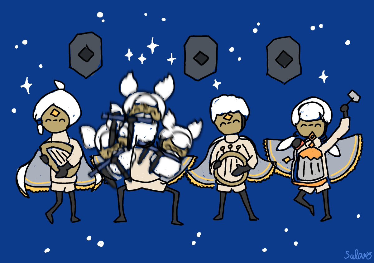 Salat_ab_favrit's tweet photo. 再訪おじじからの賜りものを心から楽しむ星の子たち
#thatskygame #Skyイラスト https://t.co/3FFDcKr016