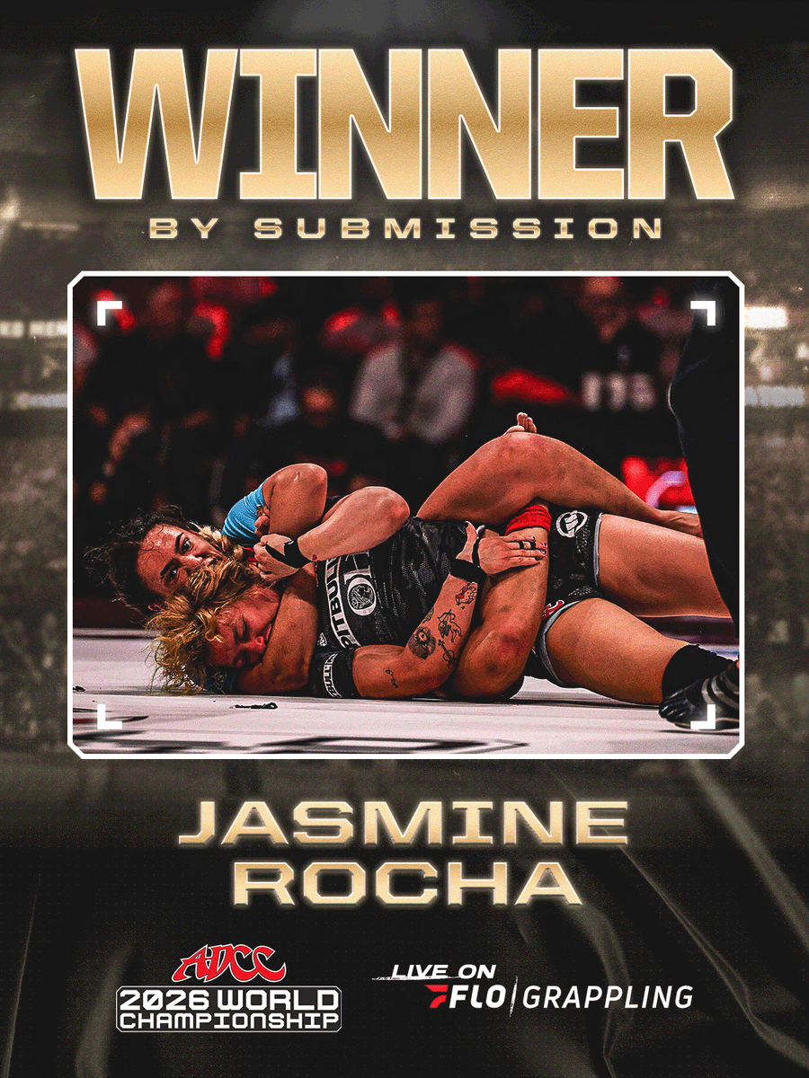 FloGrappling's tweet photo. Jasmine Rocha pulls off the HUGE upset and guts it out for the submission victory.

She seals the deal to become your 2026 ADCC -55kg World Champion. 🏆

[ #ADCCWorlds | Sept 12-13 | Live on FloGrappling📺 ] https://t.co/1o4CravJxJ