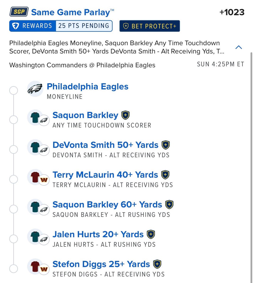 MidnightGreenrm's tweet photo. G’s parlay for todays Commanders vs Eagles game https://t.co/Oc8ttpeBEJ