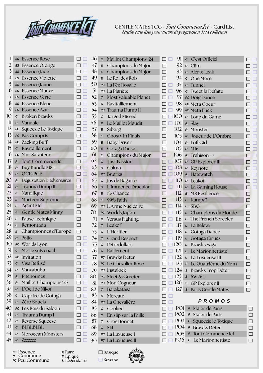 LucasMewwK's tweet photo. Pour ceux qui préfèrent imprimer la card list pour mettre a jour leur collection la voiciiiii ! 

N'hesitez pas a me faire des retours première fois je tente ca mdrr

TELLEMENT HYPE #M8WIN https://t.co/nMAg17wG18