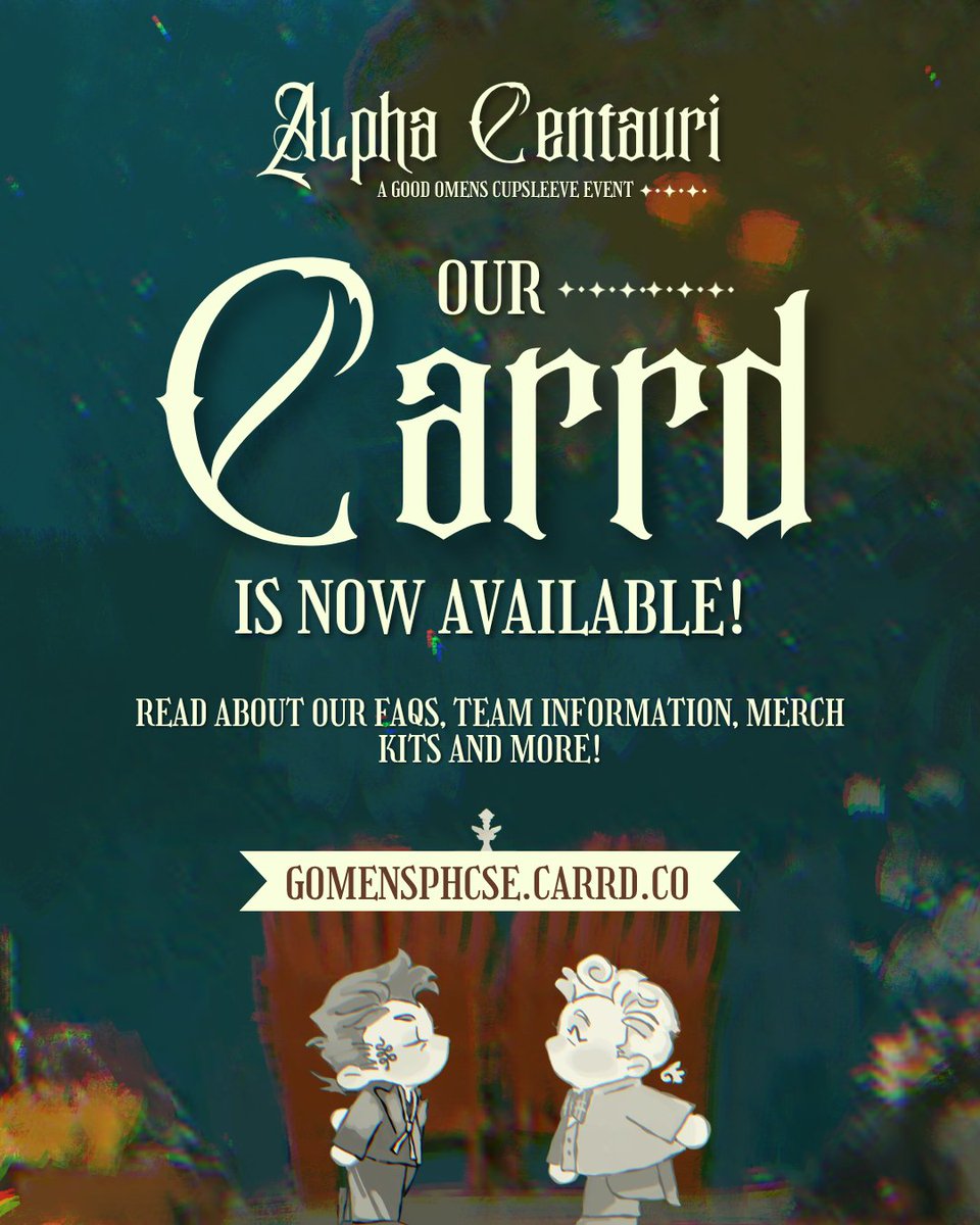 GomensPH_CSE's tweet photo. Prophecy 1017: The Alpha Centauri’s Carrd is finally open!

Check our carrd for all the important information about Alpha Centauri such as: FAQs, Team Information, Merch Kits and more!

Carrd 🔗: https://t.co/rKHFv649eO

#goodomens #GoodOmensCSE #goodomensph #gomensph https://t.co/hFmaPb8nJX