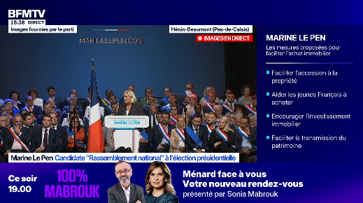 achabussuspendu's tweet photo. on va voir si @bfmtv coupe le meeting de Le Pen en plein milieu comme pour Melenchon, pour donner l'occasion de le commenter à des représentants de la France Insoumise et des journalistes de l'humanité, le suspens est intense  https://t.co/zCbiyuvbE3 https://t.co/Ac1c7GwYTS