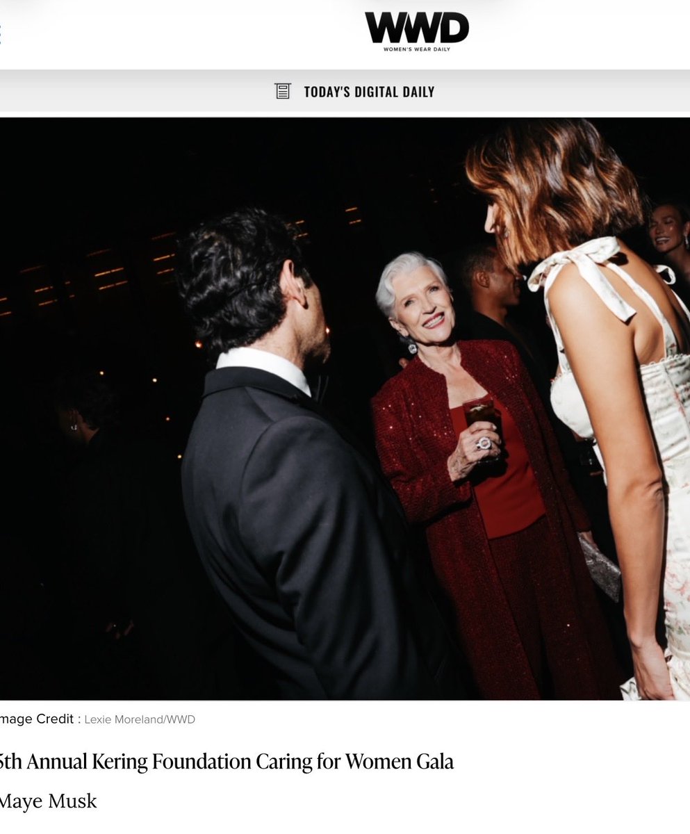 mayemusk's tweet photo. A wonderful evening at the 5th Annual Kering Foundation Caring for Women Gala, with @kimbal and @christianamusk An important cause. Thank you @KeringGroup #CaringForWomen https://t.co/jK0p36wHTR
