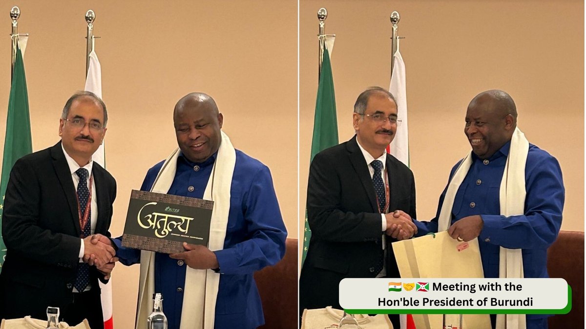 RITESLIMITED's tweet photo. On sidelines of #BRICS2026, #RITES held meetings with the Hon'ble Presidents of the #Philippines &amp; #Burundi to explore business opportunities &amp; deepen collaboration. Taking Indian expertise in transport infra &amp; engineering consultancy to global markets.
🇮🇳🤝🇵🇭 🇮🇳🤝🇧🇮
#RITESVidesh https://t.co/3gWfBVyNG9