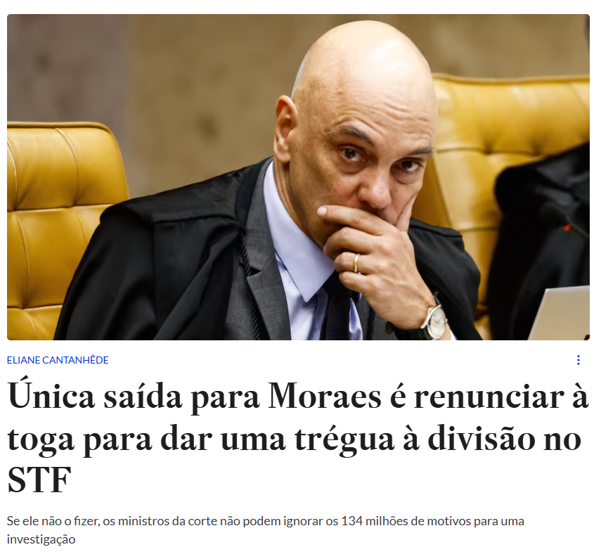 leandroruschel's tweet photo. É visível o constrangimento da militância de redação.

Apoiaram a imposição de uma ditadura sob a falsa justificativa de "defesa da democracia e das instituições".

Agora, diante da impossibilidade de manter a farsa, são obrigados a abandonar o seu herói. Não por peso na consciência, mas por puro oportunismo.

Fica evidente que a "defesa da democracia" jamais passou de blindagem dos poderosos, para continuarem o saque ao país sem serem importunados. Os escândalos do INSS e do Banco Master deixam isso muito claro.

Vale lembrar sempre: esse pessoal da "imprensa profissional" é responsável direto pela imposição de um regime de censura e perseguição no Brasil, que destruiu a vida de milhares de pessoas e a própria Justiça.

Antes, o Brasil tinha corrupção, o que já é grave. Mas hoje o problema é muito maior: vivemos num estado de exceção, em que nem mesmo é permitido criticar os corruptos.

A verdade é que a direita estava certa desde sempre. É esse reconhecimento que eles não estão dispostos a fazer: a Tia do Zap, tão vilipendiada pelos "jornalistas profissionais", sempre teve razão.