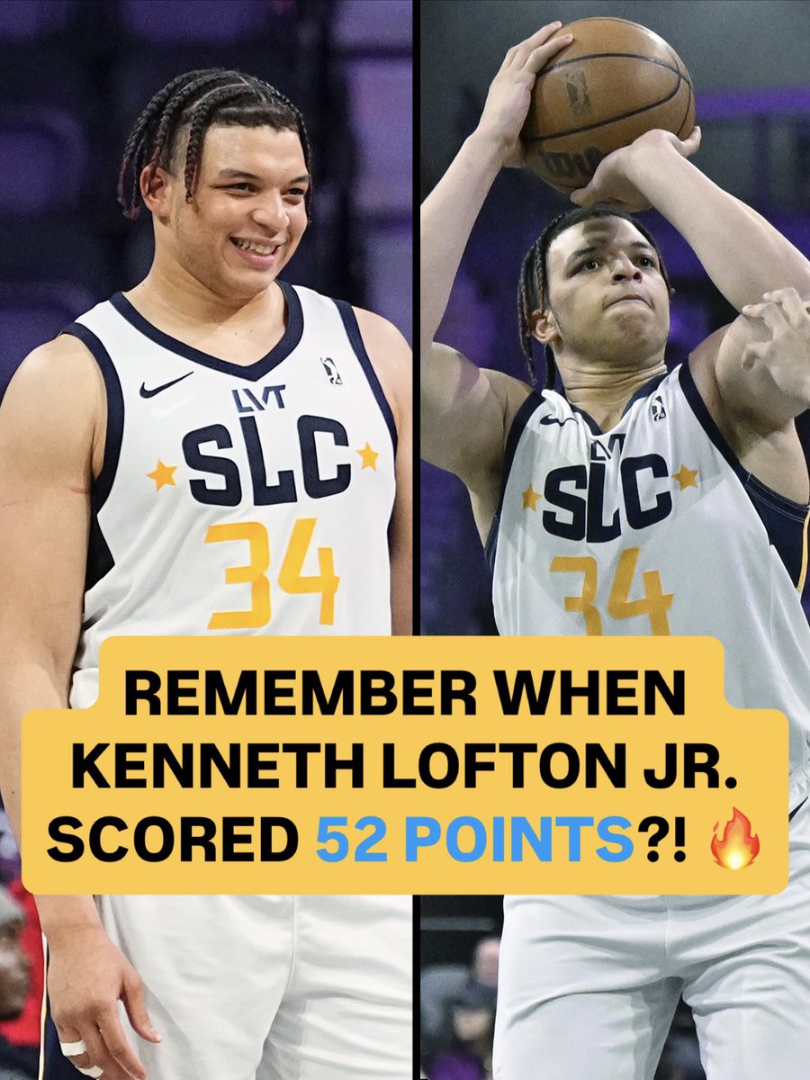 nbagleague's tweet photo. Kenneth Lofton Jr. was a FORCE in the G! ⭐️

Back in 2024, he erupted for a career-high 52 PTS on 20/29 FG for the @slcstars. He averaged 25.1 PPG and 9.5 RPG that season to earn All-G League First Team honors. #GLeagueAlum https://t.co/eM4olncuic