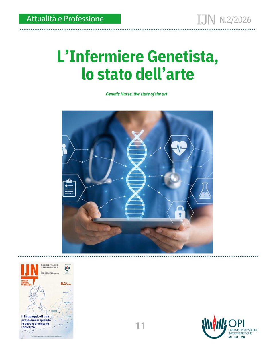 IJNursing's tweet photo. L’Infermiere Genetista, lo stato dell’arte
Quale ruolo può avere l’infermiere nell’era della genetica, della genomica e della medicina di precisione?

📖 Leggi l’articolo completo su IJN.
👉 https://t.co/AYPJ3KRZYk
.
.
#ItalianJournalofNursing #IJNItalia #IJNItaly #IJNursing #IJN https://t.co/7HioGigziG