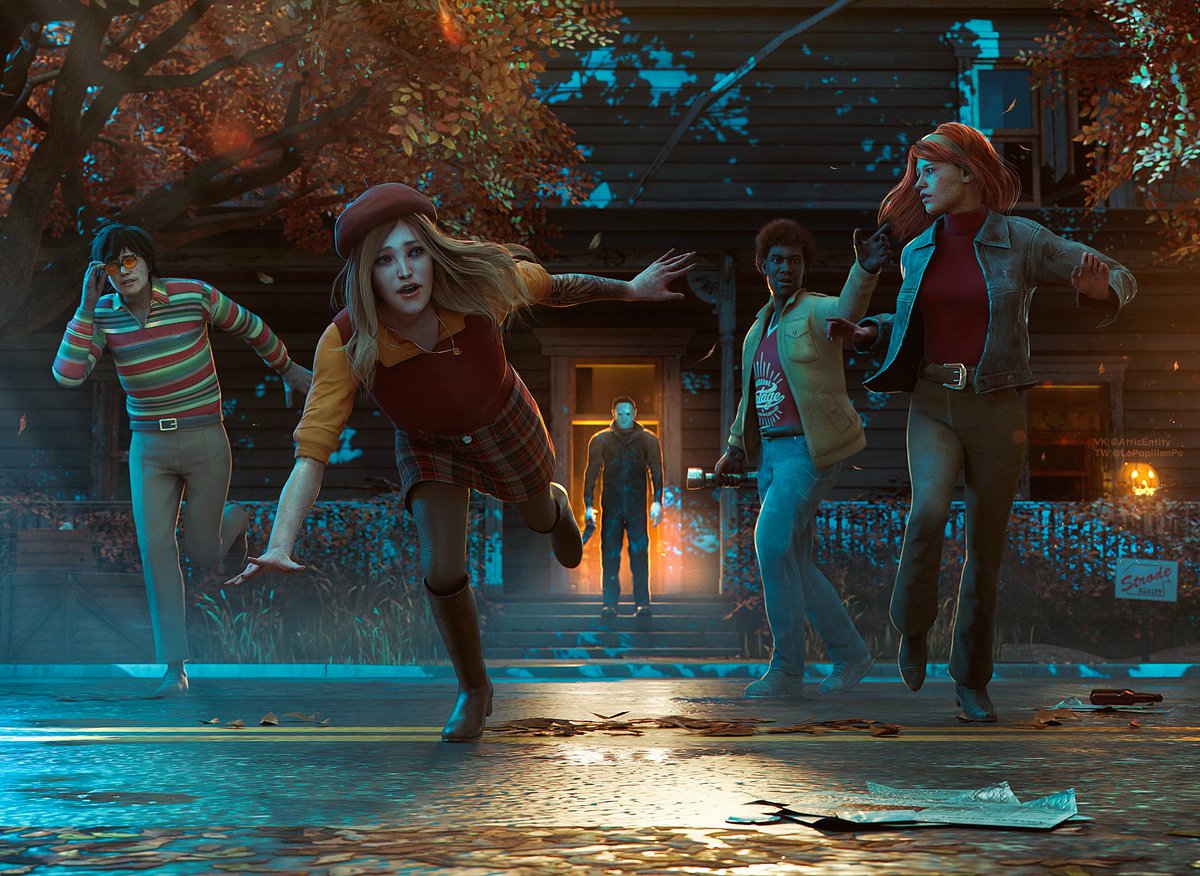 LePapillonPo's tweet photo. Let's all put sad thoughts aside.
The work is inspired by *Halloween*.🎃
#DeadByDaylight #TheShape #DwightFairfield #KateDenson #AdamFrancis #MegThomas https://t.co/cmwM9zeb0h