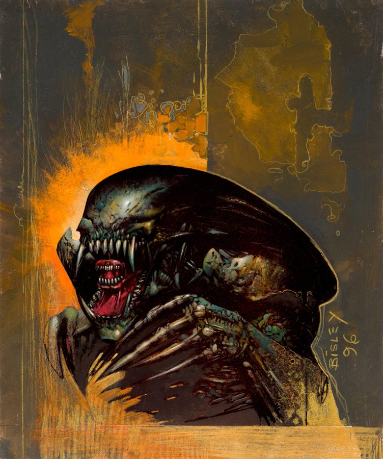 SciFiArchives's tweet photo. Stunning Alien art by Simon Bisley (1990s) https://t.co/jYeulIVCza