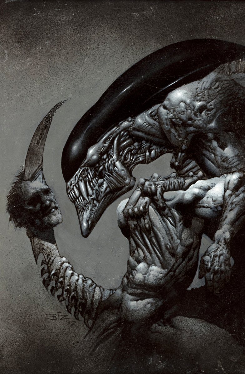 SciFiArchives's tweet photo. Stunning Alien art by Simon Bisley (1990s) https://t.co/jYeulIVCza