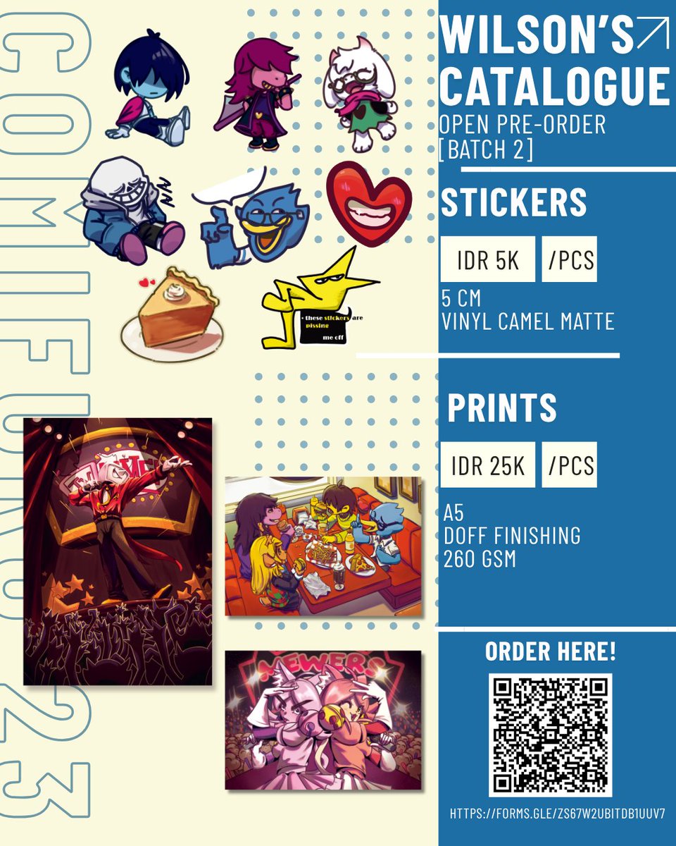 WilsonnnWils's tweet photo. BATCH 2 PREORDER!!!! OTS PICK UP FOR BOTH DAYS
order here-> https://t.co/VoiU1sAFXY

open until 20th september
#cf23 #deltarune #comifuro #comifurocatalogue https://t.co/oaJHsjAL3v