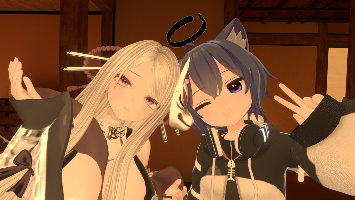 minamon_vrchat's tweet photo. アフターでうさちゃんとぽいふるさんとお写真！！
#VRCおうまがとき https://t.co/VsYTlmxjpl
