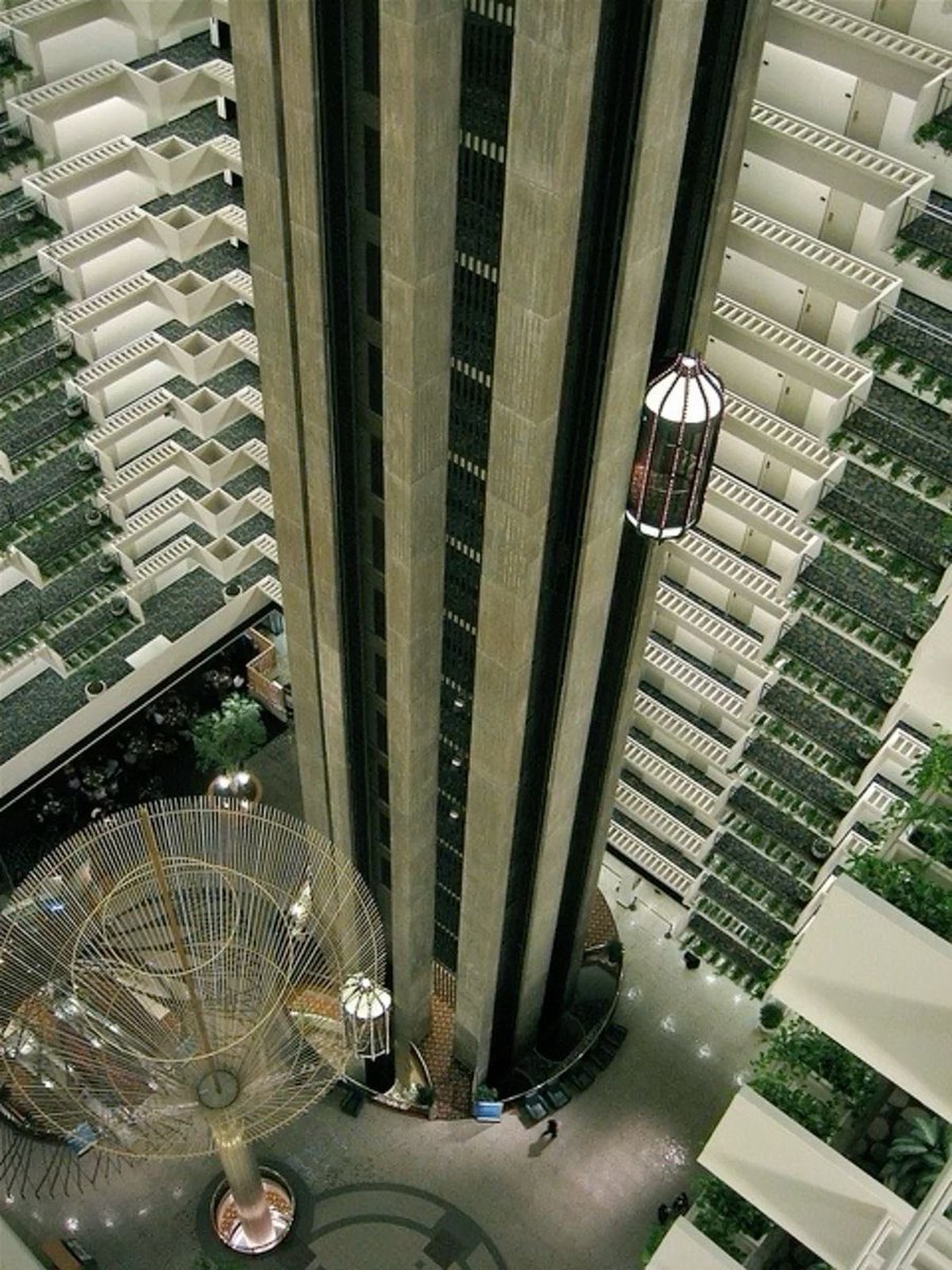 SciFiArchives's tweet photo. Hotel atriums designed by John C. Portman. Architecture that still feels remarkably futuristic. https://t.co/RVV8bdJfux