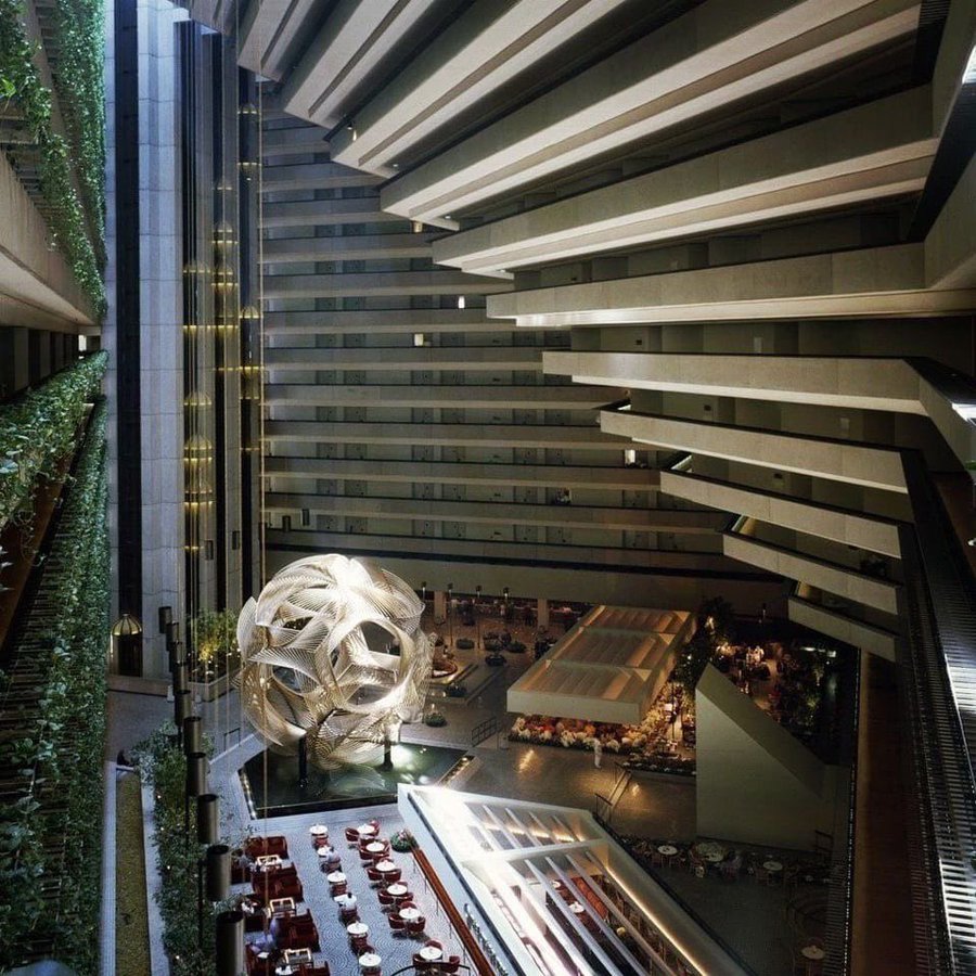 SciFiArchives's tweet photo. Hotel atriums designed by John C. Portman. Architecture that still feels remarkably futuristic. https://t.co/RVV8bdJfux