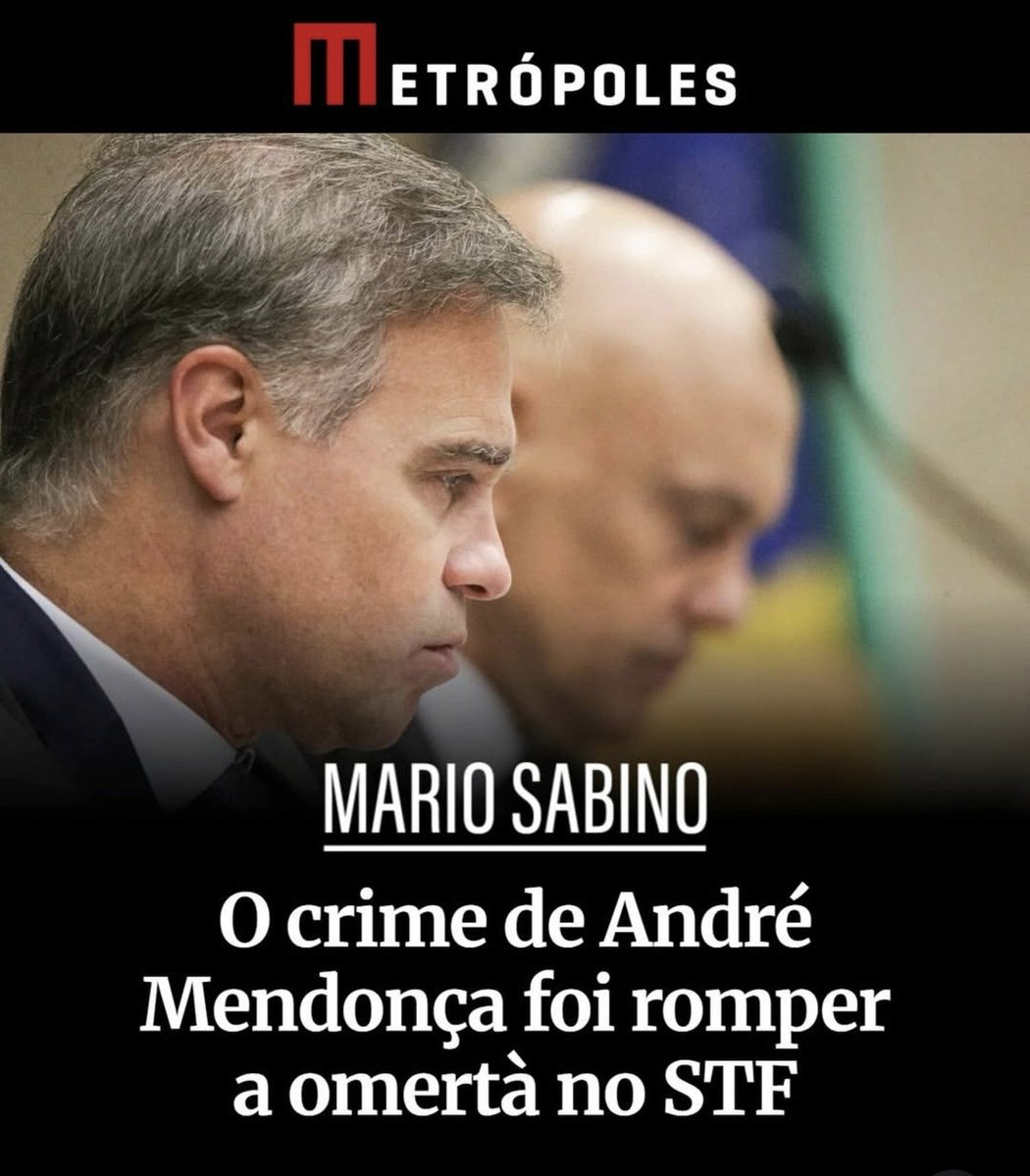EnockFormiga's tweet photo. OMERTÀ (código de silêncio)

"André Mendonça não cometeu abuso de autoridade, ao contrário do que publicam os porta-vozes dos políticos do STF.

O crime do ministro foi romper a omertà (código de silêncio) com a qual o Supremo pretendia enterrar a verdade sobre a relação promíscua entre Alexandre de Moraes e Daniel Vorcaro.

A omertà tinha como cúmplices o diretor-geral da PF, Andrei Rodrigues, e o procurador-geral da República, Paulo Gonet.

Foi para cumprir a sua obrigação como relator do caso Master, função para o qual foi sorteado depois do espetáculo indecente protagonizado por Dias Toffoli, outro envolvido com Daniel Vorcaro, que André Mendonça determinou que a PF investigasse quem era o destinatário das mensagens cabulosas do maior fraudador do sistema financeiro do país.

A investigação se tornou necessária, lembre-se, porque Alexandre de Moraes mentiu deslavadamente quando parte das mensagens veio à tona, no início de março, ao negar ser o interlocutor do banqueiro do Master.

Se não era o ministro, quem era ele? Essa informação era vital para o andamento do processo.

Ao constatar que Alexandre de Moraes havia faltado com a verdade, assim como em relação ao contrato de Daniel Vorcaro com o escritório de advocacia da sua mulher, André Mendonça cumpriu a obrigação de encaminhar ao presidente do STF, Edson Fachin, o pedido de permissão para incluir o mentiroso no processo, fazendo muito bem em ignorar o parecer contrário de Paulo Gonet, que deveria ter se declarado suspeito, uma vez que é citado nas mensagens.

Tudo o mais é infâmia: da inclusão do ministro no inquérito das fake news mediante um relatório apócrifo e ilegal produzido sob encomenda para Alexandre de Moraes à história de que André Mendonça recebeu dinheiro de Daniel Vorcaro e à lorota de que ele teve um terno pago por um cupincha do fraudador.

A infâmia visa a criar uma falsa equivalência criminosa entre um ministro que agia como funcionário regiamente pago por Daniel Vorcaro e outro que seguiu o dever funcional".
