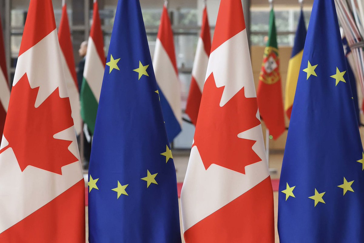 europeanhorizon's tweet photo. 🇪🇺🇨🇦 NOW: Canada Explores Becoming the First Associate Member of the European Union

Canada is reportedly considering becoming the first "associate member" of the European Union, as PM Mark Carney seeks closer ties with the bloc. The EU, traditionally rigid on membership rules, is open to creating this new status for Canada. 

The move gains urgency amid Canada’s escalating trade war with the United States, pushing the country to diversify its strategic partnerships.

WSJ
