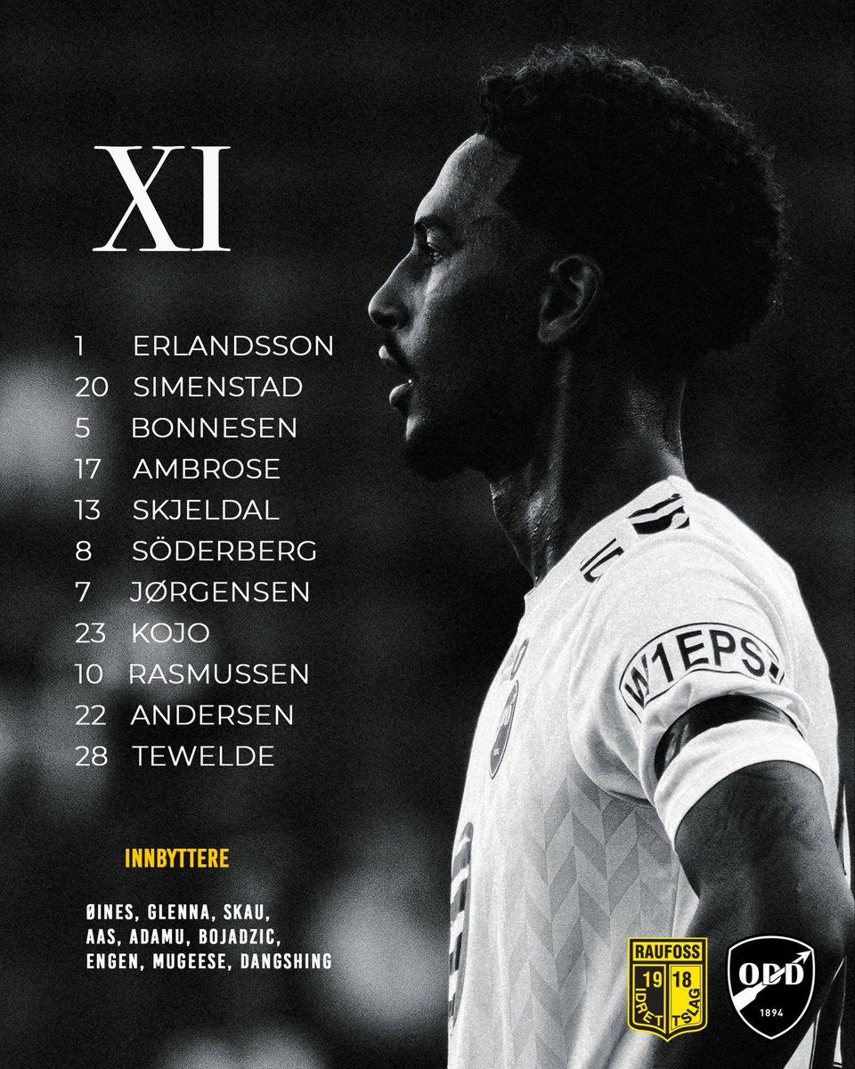 oddsbk's tweet photo. Dagens mannskap mot Raufoss⚫️⚪️

Kampstart: 17:00🤝 https://t.co/aD5QdSdZFo