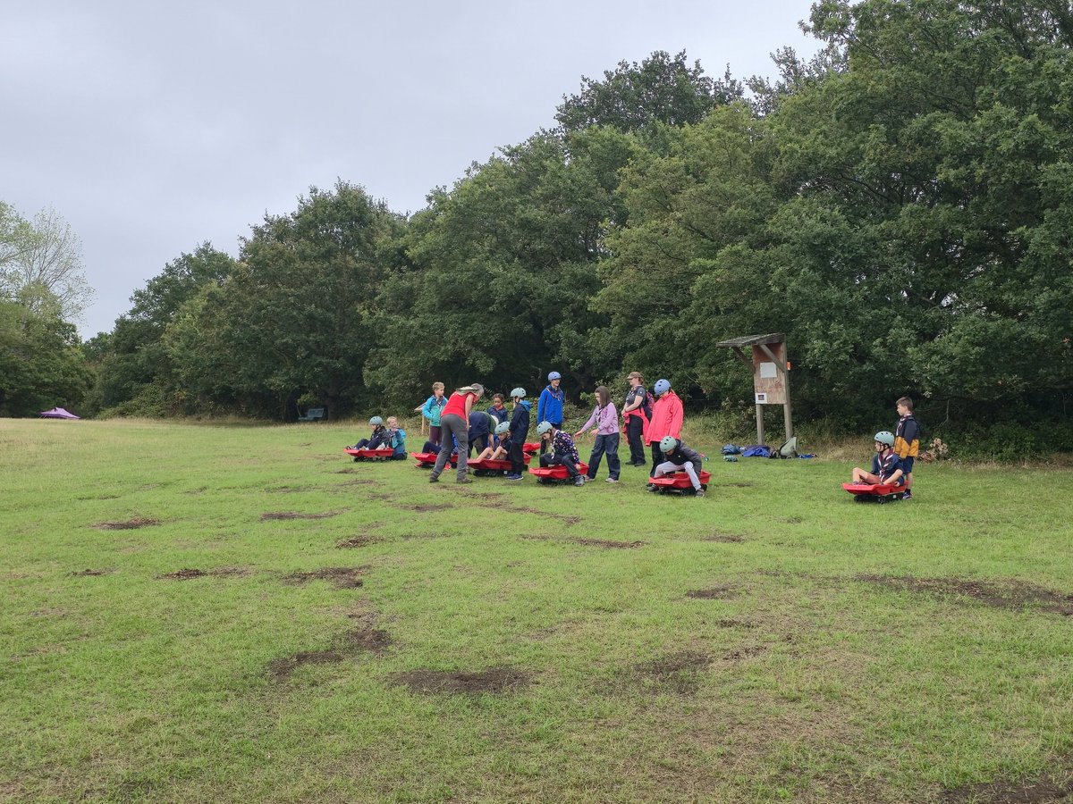 thirdhitchin's tweet photo. Final activity of the weekend grass sledging https://t.co/YDwOuyJ2ta