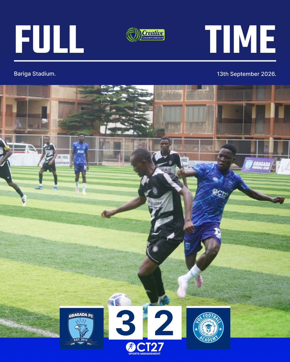gbagadafc's tweet photo. FT.
#GbaVoe | #TCCLeague27 | #OurFlight https://t.co/61bwX7ggFt
