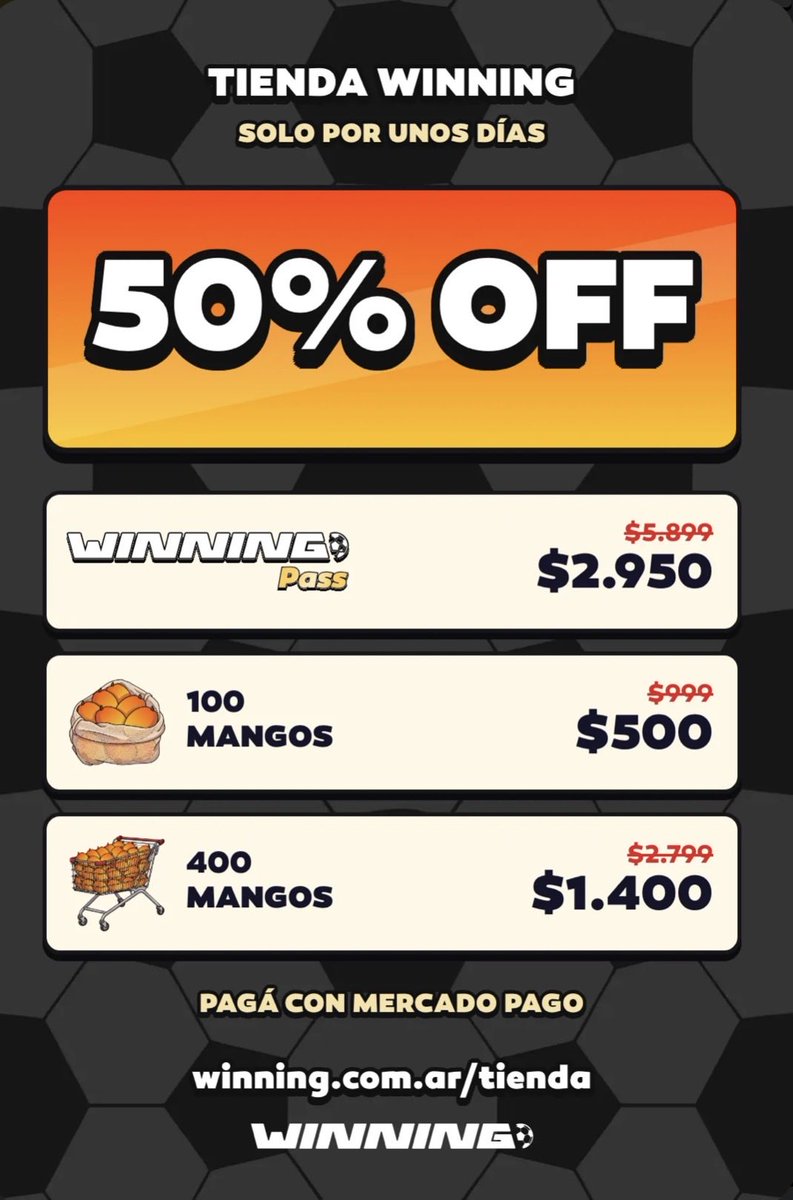 winning_arg's tweet photo. 🚨 YA SOMOS 86K

86.000 personas jugando Winning y más de 40.000 equipos armados.

Cada día somos más los que nos juntamos a jugar, competir y vivir el fútbol argentino de una manera distinta.

Queremos agradecerles de corazón por bancar este proyecto ❤️

Y como forma de devolverles un poquito de todo ese apoyo, por unos días vamos a hacer un SUPER descuento en Mercado Pago.

🔥 Winning Pass a solo $2.950

Si todavía no lo tenés, este es el momento.

https://t.co/scTAmMpjcg