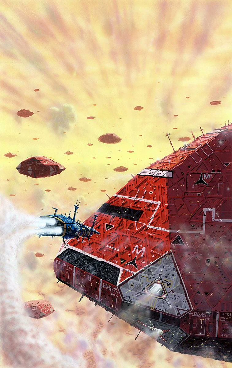 SciFiArchives's tweet photo. Peter Elson really knew how to make spaceships feel monumental. Brilliant cover art for Mirkheim. https://t.co/qjSgVj3IcU