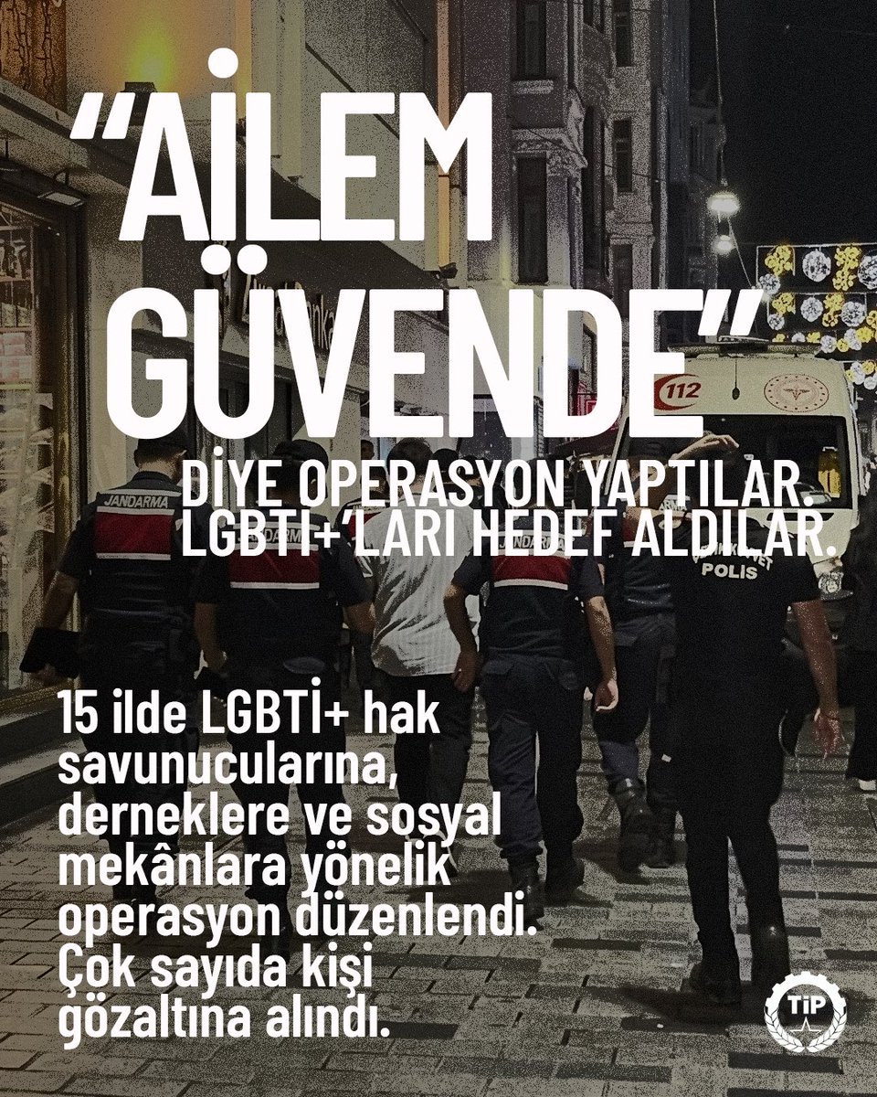 tipliogrencii's tweet photo. “Ailem Güvende” diyerek LGBTİ+’lara yönelik kapsamlı bir operasyon düzenlediler.

Nefretinizle LGBTİ+’ları hayattan silemeyeceksiniz. Gözaltına alınanlar derhal serbest bırakılsın! https://t.co/b5bD2OOK9V
