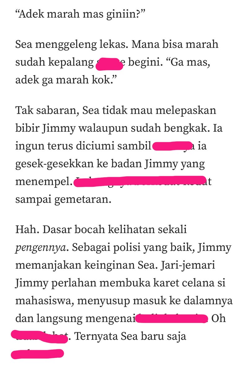 KyotaTasuku's tweet photo. Mas Polisi x Adek Mahasiswa 🔞

karena satu dan lain hal, ini pvt edisi terbatas yang ga aku posting publicly, tapi khusus yang mau-mau aja, kalau kalian mau baca boleh ketuk dm aku nanti balas di postingan ini ‘done dm’ gitu (kadang notif ga masuk)

“kenapa mi kok ribet?”
ada alasannya memang kenapa kali ini aku draw a condition, selama ini kan sudah kebanyakan free dan bebas no password ya, so for this one i’m gonna be selective, nanti aku kasih tau sedikit spoiler tropenya, kalau misalnya kalian tetap mau baca dan sudah kukasih akses sama password, kuharap tolong jangan disebarkan ke pihak manapun even if to people in your circle, respect me and i’ll respect you okay 😘

((semoga ga banyak yang minat))
((takut digebuk))
((kabur))