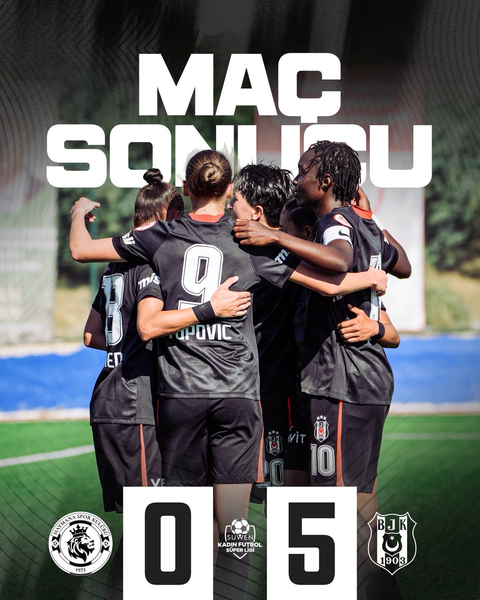 BJKKadinFutbol's tweet photo. Haymana’da galibiyet bizim! 💪

⚽ 16’ Rafaela Sudre 
⚽️ 39’ Yeliz Açar
⚽️ 42’ Milica Popovic
⚽️ 61’ Jelena Karlicic
⚽️ 69’ Birgül Sadıkoğlu 

Haymana SK 0-5 Beşiktaş https://t.co/4N3Skrzbnt