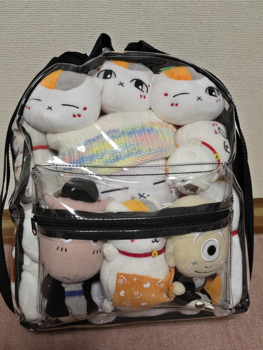 zigemon1971's tweet photo. ダイソーでビニールリュック見つけたから買ってみました。早速ギュウギュウ🤣　推しと一緒に巡礼出来ます😆⤴️💓

#ダイソービニールリュック https://t.co/hzuIP18iP7