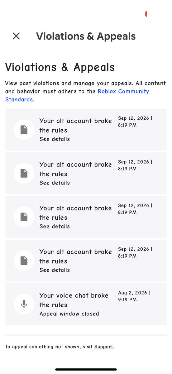caonedd's tweet photo. @Roblox i have never owned an alt account and i have been permanently banned please have someone review my bans please, one of my appeals got accepted and said the ban would be lifted but i am still permanently banned https://t.co/1mh56Ys63M
