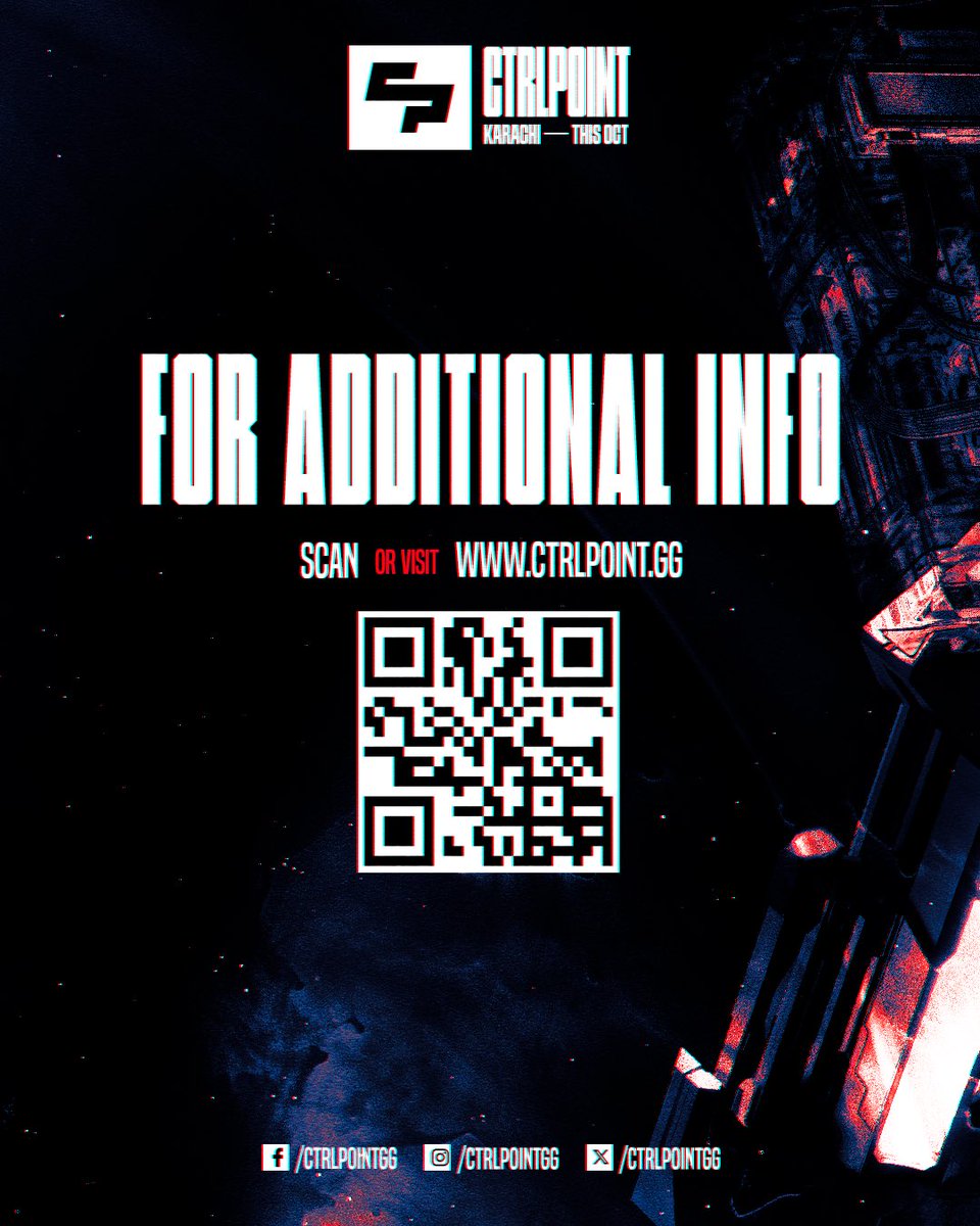 CTRLpointGG's tweet photo. Everything you need to know about CTRLPOINT 2026.

Registrations open 21 September.
The road to Karachi begins 1 October.

CS2. VALORANT. One goal — make the LAN.

Full details on website.

#CTRLPOINT https://t.co/2Q5O1aSLCO