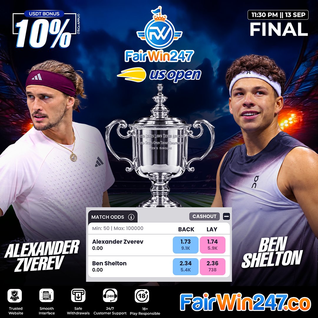 FairWin_247's tweet photo. 🚨 ₹10,000 GIVEAWAY FEAST! 🚨

Predict #USOpen Men's Champion &amp; Set Score — Win 10K Bonus! 🏆

🔗 https://t.co/9Qqlhmg8Ox https://t.co/m4jzwO6HjZ