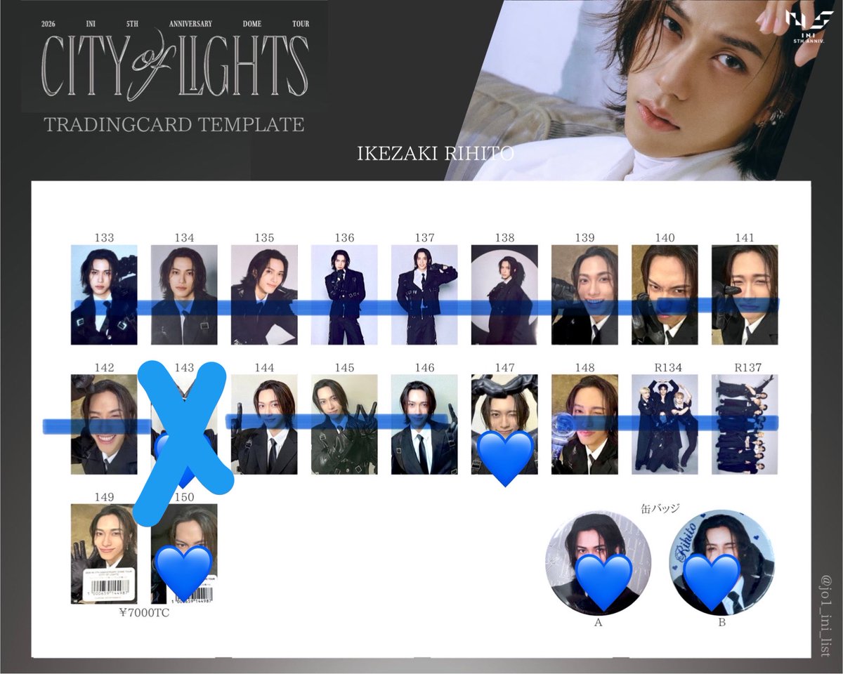 1999MakoMako1's tweet photo. INI 2026 DOME TOUR CITY OF LIGHTS グッズ 交換 トレカ 7000

譲 画像1.2  木村 後藤 佐野 髙塚 高塚 西 松田

求 画像3.4  池﨑 池崎 藤牧　💙求めてます

東京ドーム手渡し＞京セラ.後日.郵送 等
まとめて交換していただける方を優先させていただきますので、返事にお時間いただきます🙇🏻‍♀️

#INI交換 https://t.co/BzP9wDUjro